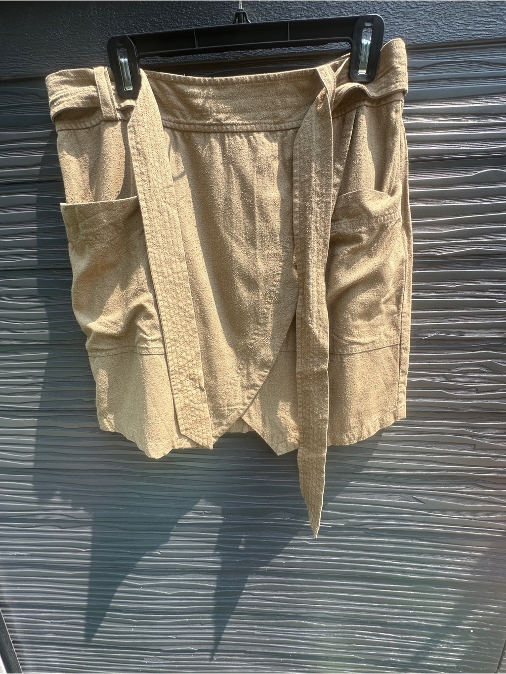 Madewell Tan Raw Silk Wrap Skirt